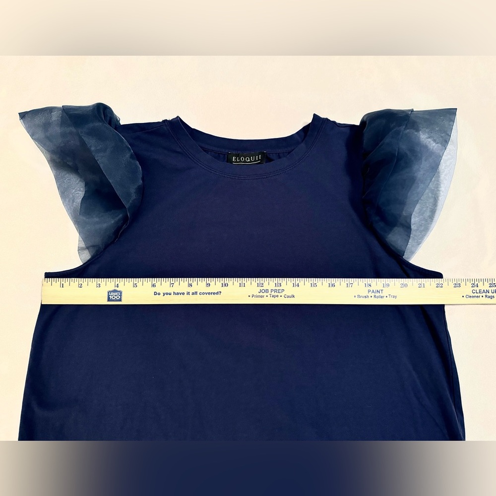 Eloquii Crewneck Sheer Flounce Flutter Short Slee… - image 8